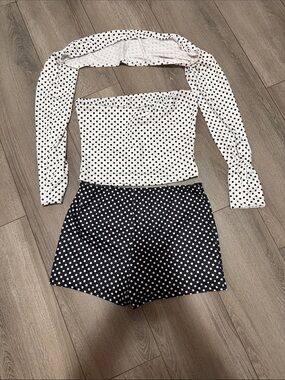 Polka Dot High-Waist Shorts in Black and White with matching top